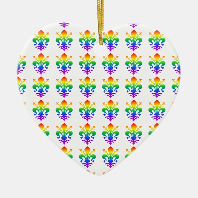 Rainbow Fleur-de-lis Ceramic Tree Decoration (Front)