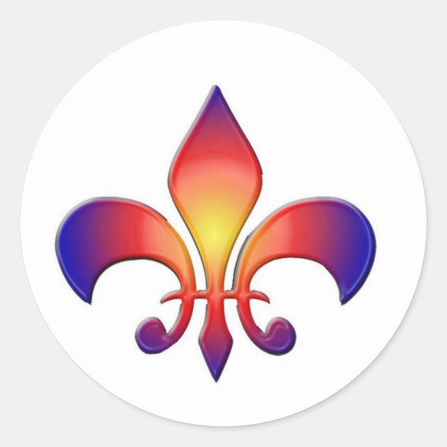 Rainbow Fleur de Lis Classic Round Sticker (Front)