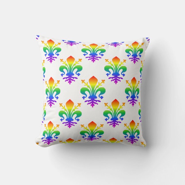 Rainbow Fleur-de-lis Cushion (Front)