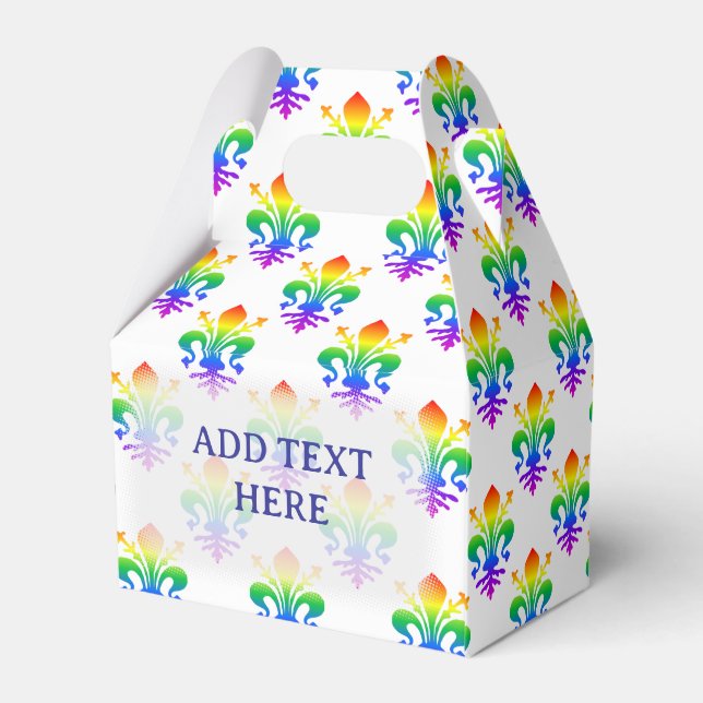 Rainbow Fleur-de-lis Custom Text  Favour Box (Back Side)