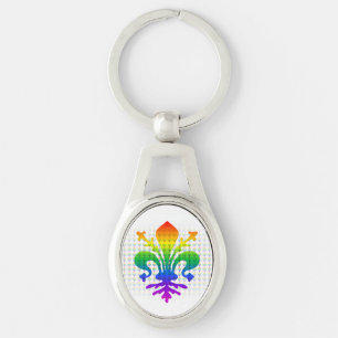 Rainbow Fleur-de-lis Key Ring