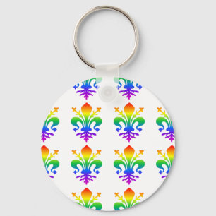 Rainbow Fleur-de-lis Key Ring