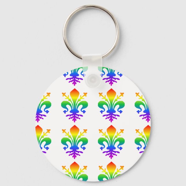 Rainbow Fleur-de-lis Key Ring (Front)