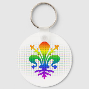 Rainbow Fleur-de-lis Key Ring