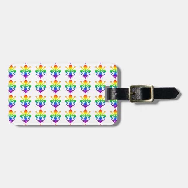 Rainbow Fleur-de-lis Luggage Tag (Front Horizontal)