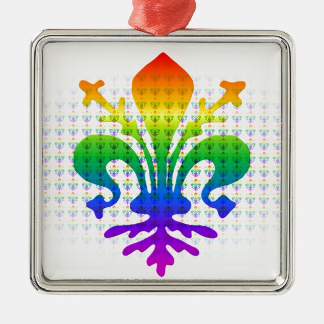 Rainbow Fleur-de-lis Metal Tree Decoration (Front)