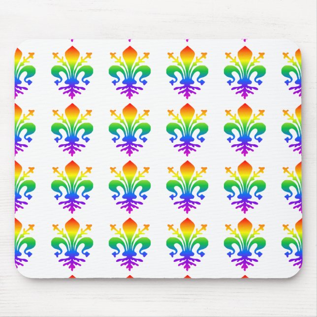 Rainbow Fleur-de-lis Mouse Mat (Front)