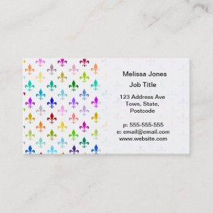 Rainbow fleur de lis pattern business card