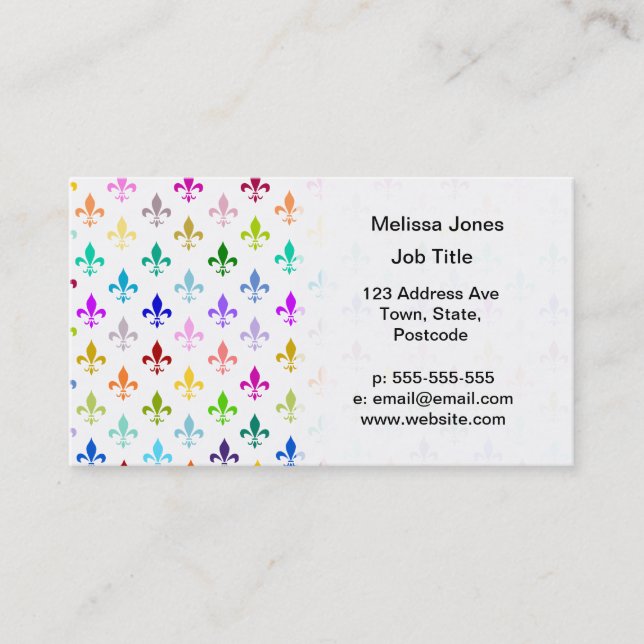 Rainbow fleur de lis pattern business card (Front)