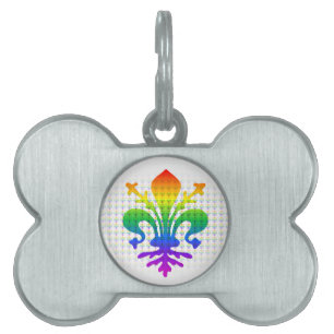 Rainbow Fleur-de-lis Pet Name Tag