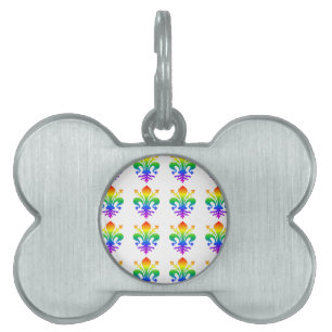 Rainbow Fleur-de-lis Pet Tag
