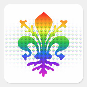 Rainbow Fleur-de-lis Square Sticker