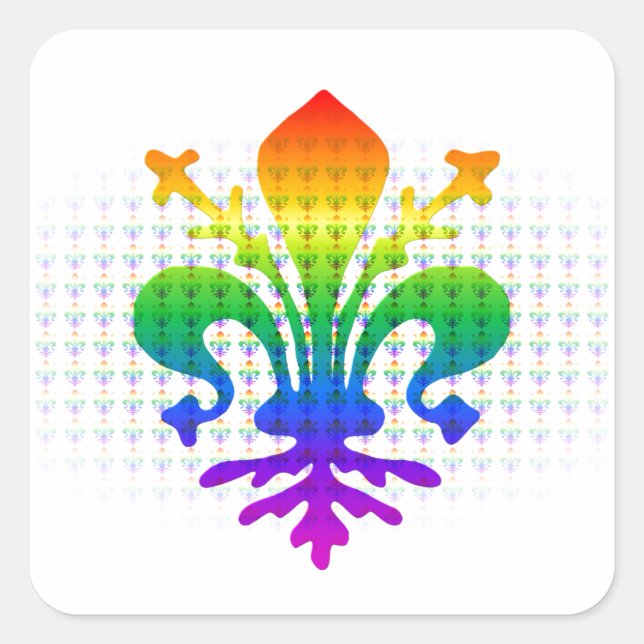 Rainbow Fleur-de-lis Square Sticker (Front)