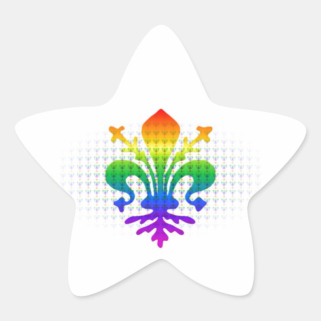 Rainbow Fleur-de-lis Star Sticker (Front)