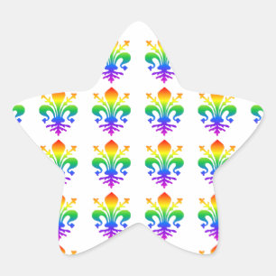 Rainbow Fleur-de-lis Star Sticker