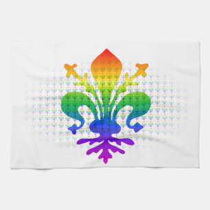 Rainbow Fleur-de-lis Tea Towel