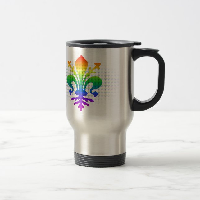 Rainbow Fleur-de-lis Travel Mug (Right)