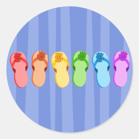 flip flops with rainbow logo