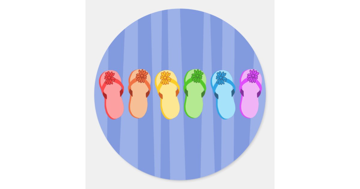 flip flops with rainbow logo