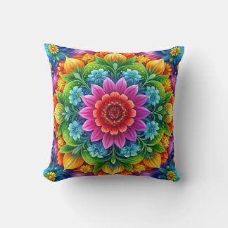 Rainbow Floral  Cushion