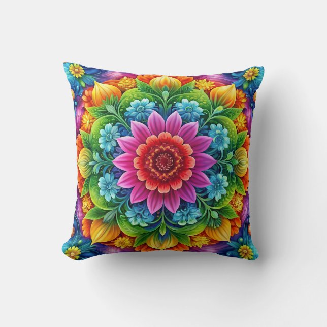 Rainbow Floral  Cushion (Front)
