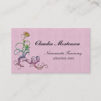 Rainbow Floral Embellished on Pink Biz Cards