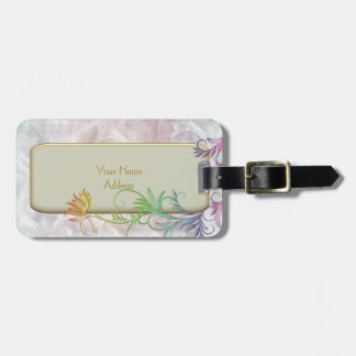 Rainbow Floral Flourish Accent Travel Tags 2 sided