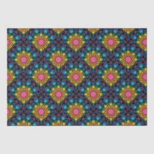 Rainbow Floral Fountain Mandala Art Deco Scallop Tissue Paper