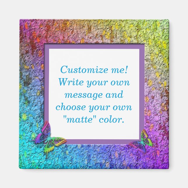 [Rainbow Floral Frame] Abstract w/Butterflies Magnet (Front)