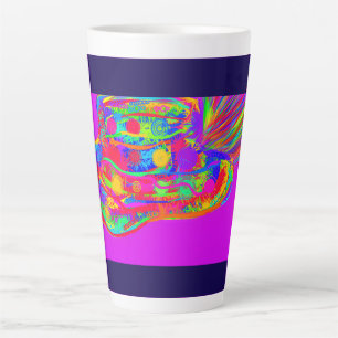 Rainbow Floral Fur Feathered Hat Latte Mug