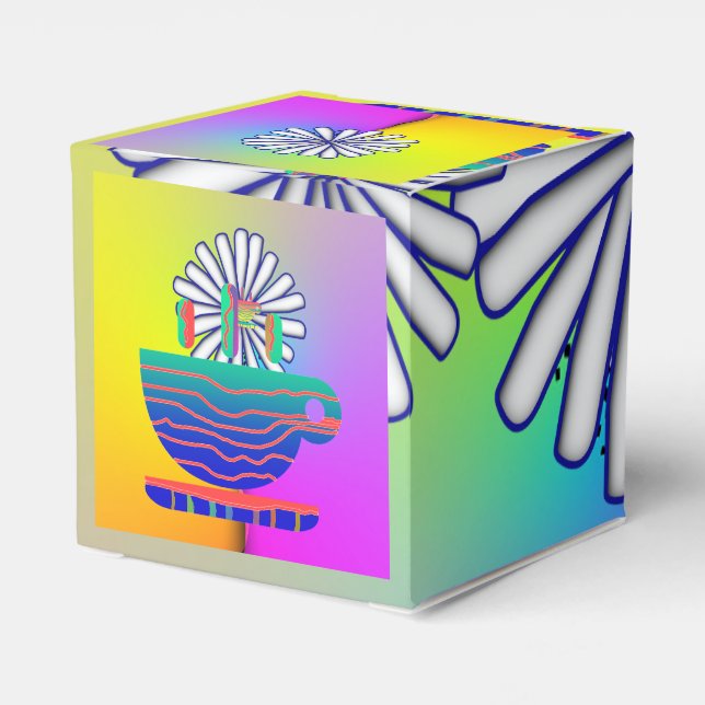 Rainbow Floral Gift Square   Favour Box (Back Side)