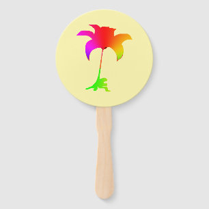 Rainbow Floral Pale Yellow  Hand Fan