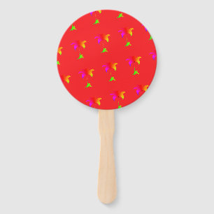 Rainbow Floral Red Hand Fan