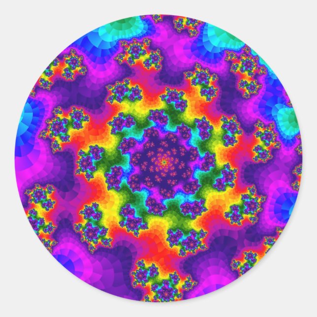 Rainbow Floral Sprinkles Classic Round Sticker (Front)