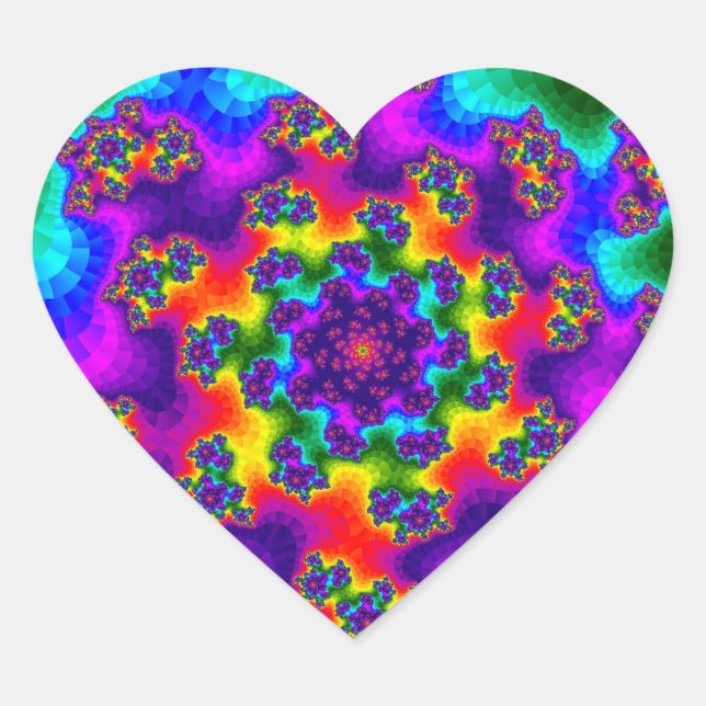 Rainbow Floral Sprinkles Heart Sticker (Front)