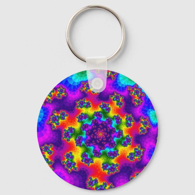 Rainbow Floral Sprinkles Key Ring (Front)