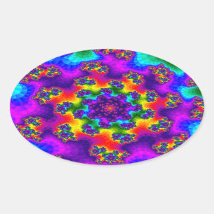 Rainbow Floral Sprinkles Oval Sticker
