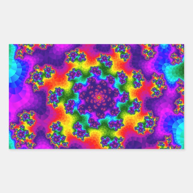 Rainbow Floral Sprinkles Rectangular Sticker (Front)