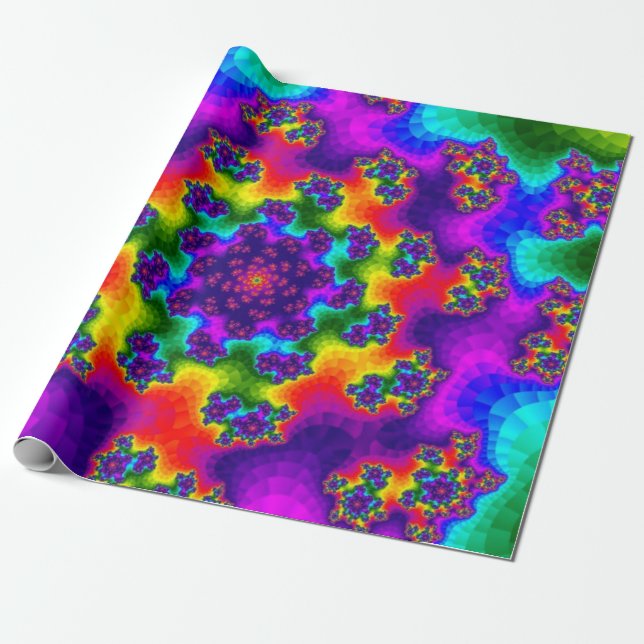 Rainbow Floral Sprinkles Wrapping Paper (Unrolled)