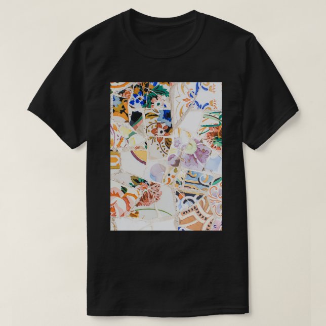 Rainbow Floral Tile Mosaic T-Shirt (Design Front)