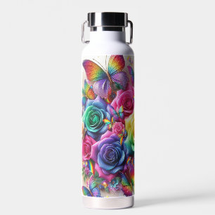 Rainbow Floral with Butterflies Water Bottle