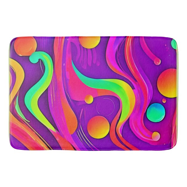 Rainbow Flow: Abstract Fun Bath Mat (Front)
