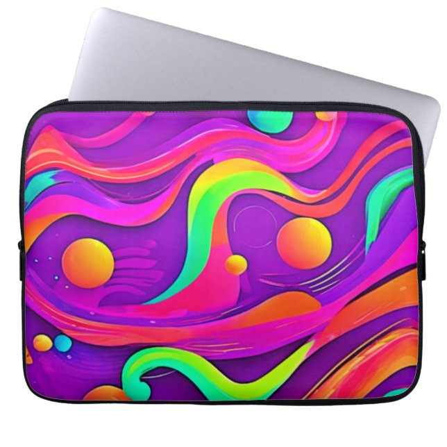 Rainbow Flow: Abstract Fun Laptop Sleeve (Front)