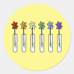 Rainbow Flower and Beaker Scientist Classic Round Sticker