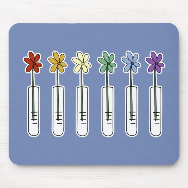 Rainbow Flower and Beaker Scientist Mouse Mat (Front)