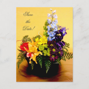 Rainbow flower arrangement Save the Date Announcement Postcard