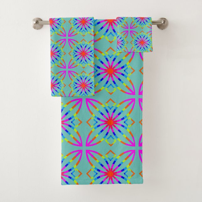 Rainbow Flower Bath Towel Set (Insitu)