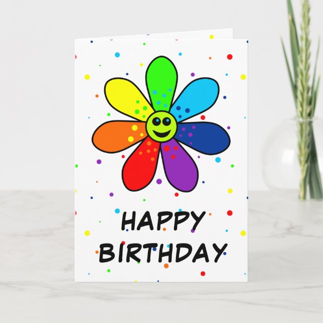 Rainbow Flower Birthday Card (Front)