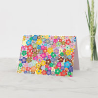 Rainbow flower blooms greeting card