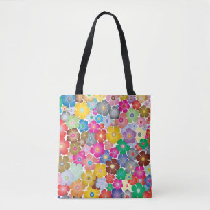 Rainbow flower blooms tote bag
